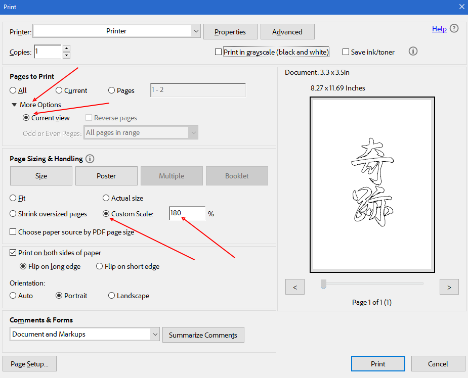 Acrobat Print Dialog